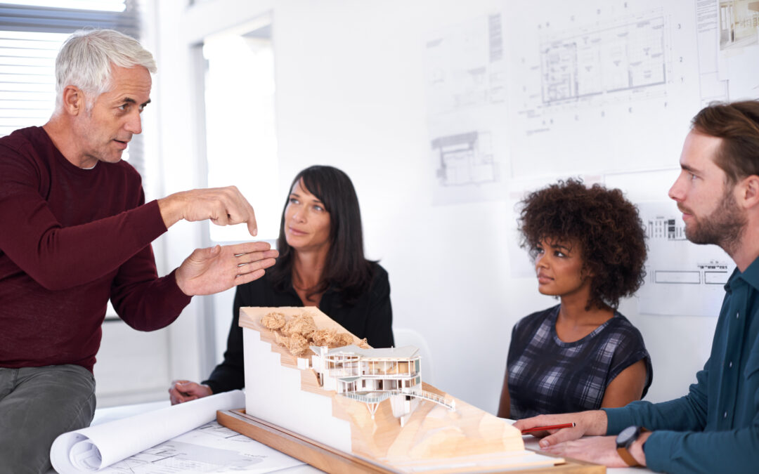 group of people discussing architecture